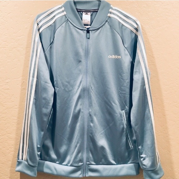 adidas light blue and white jacket